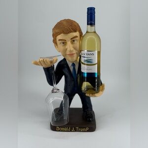 Rare President Donald J Trump 2005 Wine Bottle & Glasses Holder 16”